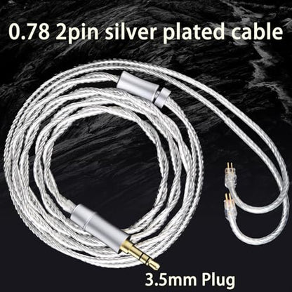 HiFi Earphone Audio Upgrade Cable,8N Silver Plated Headphone Cords,1.3m in Ear Monitor IEM Cord for Audiophile Musician Drummer 3.5mm Plug(0.78mm 2Pin 4.2ft) - size: 3.5mm Plug