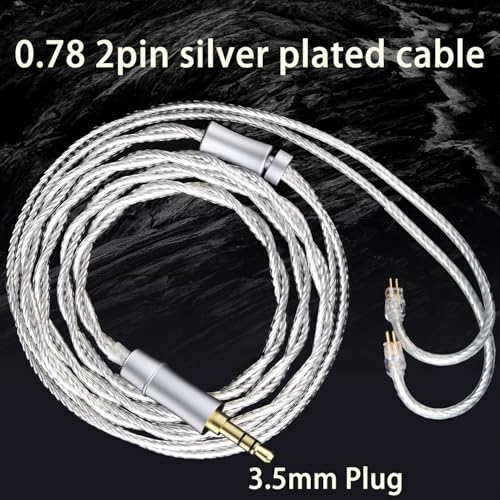 HiFi Earphone Audio Upgrade Cable,8N Silver Plated Headphone Cords,1.3m in Ear Monitor IEM Cord for Audiophile Musician Drummer 3.5mm Plug(0.78mm 2Pin 4.2ft) - size: 3.5mm Plug
