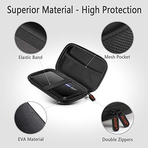 External Hard Drive Case, Shockproof EVA Travel Storage Bag - color: Black