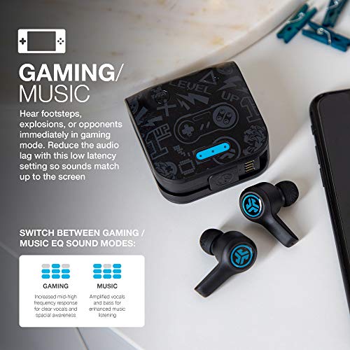 JLab JBuds Air Play Gaming True Wireless Earbuds, 30+ Total Hours of Bluetooth 5 Playtime Super-Low Latency for Mobile Gameplay, Built-in Microphone, Dual Connect, EQ3 Sound / C3 Chatting