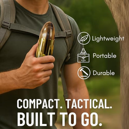Bullet Bluetooth Speaker | Portable Wireless Speaker, TWS Pairing, 70ft Range | IPX5 Waterproof, Rugged Outdoor Design, USB-C Fast Charging, 8–10Hr Battery Life (Brass) - color: Brass