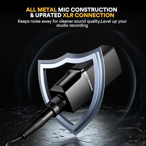 MAONO PM500 XLR Condenser Microphone, 34mm Large Diaphragm for Studio Vocal | Cardioid Pickup, Professional Studio Sound for Podcasting, Recording, Streaming, Vocals, Voice-over, Music, ASMR
