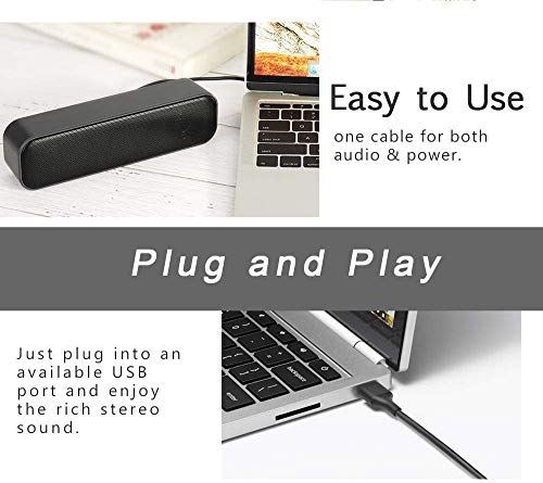 USB Computer Speakers,Laptop Speakers Wired USB Powered,Portable Mini Sound Bar PC Speakers for Windows PC,Desktop Computer,Laptops and Checkout Counter with Stereo Sound - size: H008