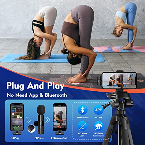 Mini Wireless Lavalier Microphone for iPhone iPad Android | 2 in 1 USB-C Mini Mic; Crystal Clear Recording; for YouTube Vlog TikTok Podcast; 4 Extra Windscreens