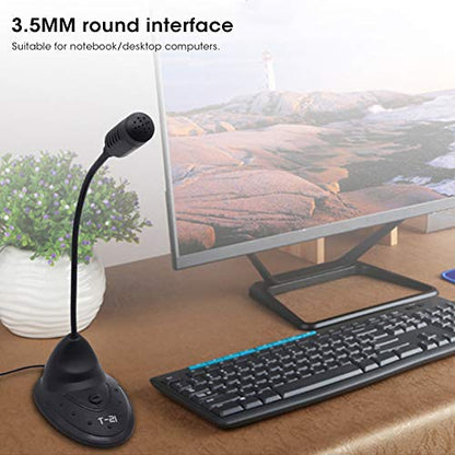 EBTOOLS Desktop Computer Microphone, 360° Adjustable Goose Neck Capacitive Microphone, 3.5MM Round Interface, Suitable for Notebook/Desktop Computers