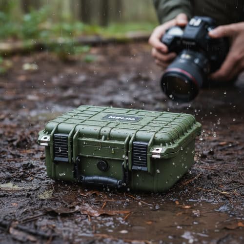 MEIJIA All Weather IP67 Waterproof Hard Camera Case,Hard Protective Case,Hard Case with Customizable Foam,Fit Use of Drones,Camera,Equipments,Pistols(Green,13.35 x11.63x5.98inches) - color: Green, size: 13.35 x11.63x5.98inches