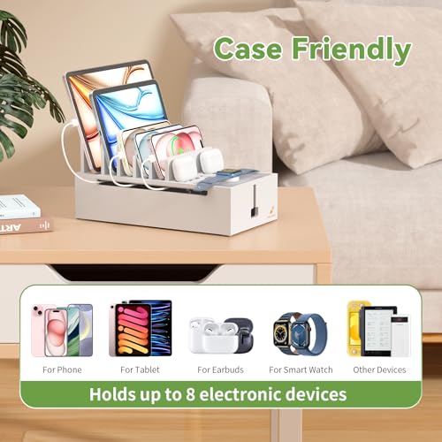 Pezin & Hulin Charger Station Organizer, No Power Charging Supply-White - color: White