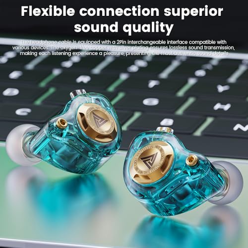 Qkz Ak6 Lucky in Ear Monitor, HiFi Wired Earbuds, Tunable Sound Wired Headphones Gaming Earbuds with 3-Level Adjusting Switch, Detachable Cable for Music Gaming Video Calling (Green) - color: Green