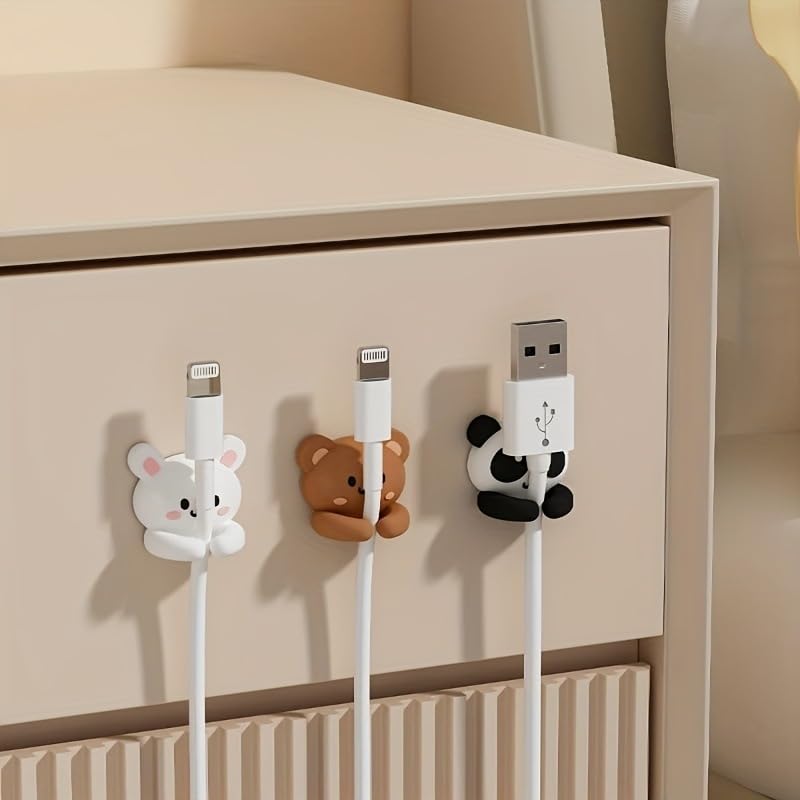 3Pcs, Cute Silicone Cable Clips, No-Nail Adhesive Wire Organizers for Desk, Multi-Purpose Fixer for Charger, Mouse and Headphone Cables, Suitable for Home, Office and Bedroom to Reduce Cable Clutter