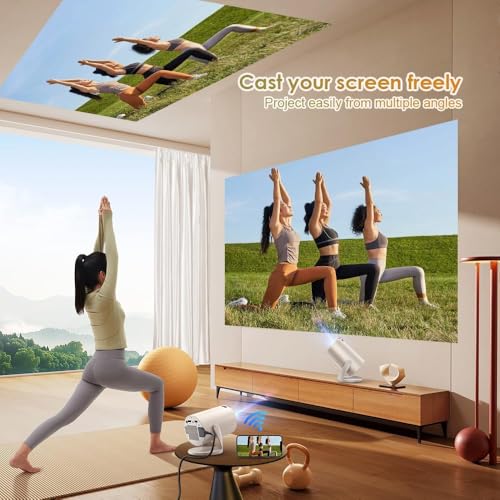 Mini Projector with WiFi and Bluetooth & Android 4K Protable Smart Projector Auto Vertical Keystone Compatible with HDMI/Smartphone/USB for Movie/Gaming - color: Rose gold