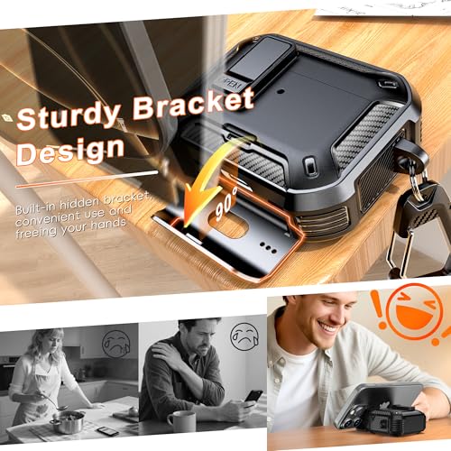 for AirPods Pro 2 Case with Lock Magnetic Lid, Black | Compatible with AirPods Pro 2nd/1st Generation with Carabiner & Cleaning Kit, MagSafe Compatible - color: A-FK-Black, size: Airpoods Pro 1st/2nd Generation