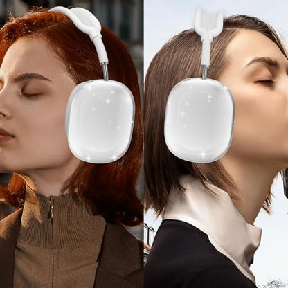 Case for AirPods Max, Anti-Scratch Soft Silicone With Gold Heart Pattern Ear Cups/Ear Pad/Headband Cover for Apple Airpod Max Headphones (Clear Glitter) - color: Clear Glitter