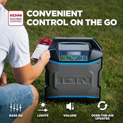 ION Block Rocker - Portable Bluetooth Outdoor Party Speaker with Karaoke Microphone, Battery, 4 Speakers, Radio, USB Port, App, Water-Resistant, 120W - style: Block Rocker