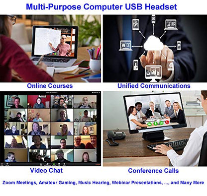 USB Headset with Microphone Noise Cancelling for PC, Computer Laptop Headphone with Mic In-Line Control for Office Softphones Teams Business Skype Zoom Conference Calls Online Course Voice Recognition - color: Multi-Purpose USB Headset Mono KML02USB
