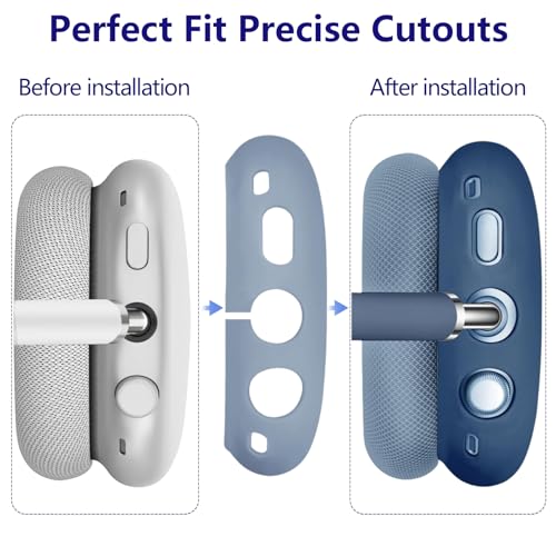 3-in-1 Silicone Case Cover for AirPods Max 2/AirPods Max Headphones, Apple AirPod Max Accessory Protective Cover, Headband/Ear Cups/Ear Pad Covers, Anti-Scratch and Sweatproof (All Blue) - color: All blue