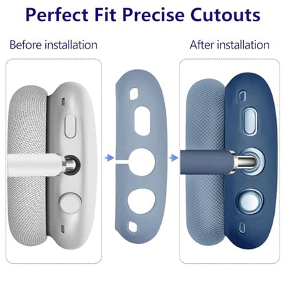 3-in-1 Silicone Case Cover for AirPods Max 2/AirPods Max Headphones, Apple AirPod Max Accessory Protective Cover, Headband/Ear Cups/Ear Pad Covers, Anti-Scratch and Sweatproof (All Blue) - color: All blue