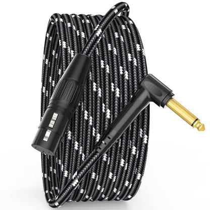JOLGOO 1/4 TS Right Angle to XLR Female Microphone Cable, 10 Feet, 3-pin XLR Female High-End Audio Cable for Mixer, Amplifier, Recording, and Live Sound - size: 10 Feet, style: 1/4 TS