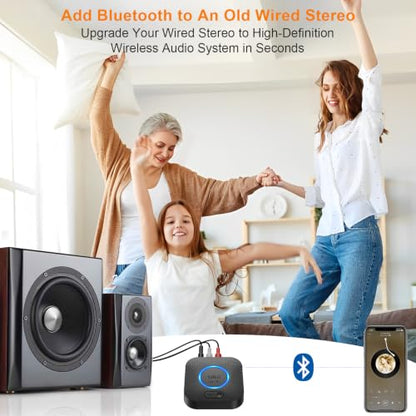 1Mii B06+ Bluetooth Receiver, Hi-Fi Wireless Audio Adapter, Bluetooth 5.3 Receiver with 3D Surround aptX HD aptX Adaptive for Home Music Streaming Stereo System - color: Black