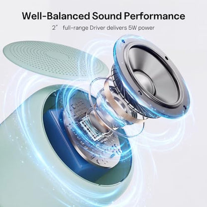 Bobtot Portable Bluetooth Speakers with Strap Easy to Carry Mini Speaker | Wireless IPX5 Waterproof with Loud Stereo Sound, 20 Hours Playtime, Rechargeable Battery, Built-In Microphone, Green - color: Green
