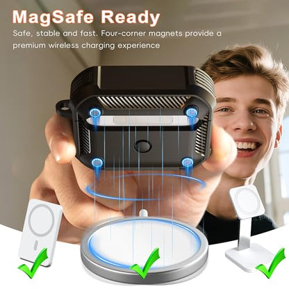 for AirPods Pro 3 Case with Lock Magnetic Lid MagSafe, Blue | Compatible Apple AirPods Pro 3, Compatible MagSafe, Protective Case with Cleaner Kit & Carabiner, Powerful Drop Protection - color: FK-Blue, size: Airpods Pro 3