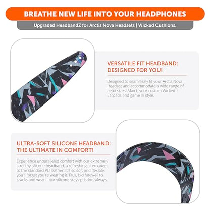 WC HeadbandZ Arctis Nova - Upgraded Silicone Headband for Arctis Nova Headsets by Wicked Cushions - Enhanced Flexibility, Comfort, and Style with Matching Earpad Designs | 90's Black - color: 90's Black