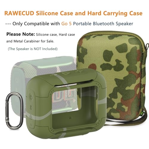 Protective Case for JBL Go 5 Portable Bluetooth Speaker | Accessories Hard Carrying Case and Silicone Cover with Metal Carabiner (Squad Case) - color: Squad Case