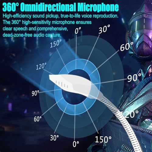 3.5 mm Jack Computer Microphone, Plug &Play Desktop Omnidirectional Condenser PC Laptop Mic, Ideal for Recording, Gaming, Streaming, Podcast Microphone, White