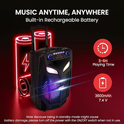 Pyle 800W Portable Bluetooth Speaker System Loud 12" Subwoofer, And Wireless Mic, Pa Speaker Is Wireless And Includes Wheels & 4 Hr Battery Life – for Karaoke, Parties & Outdoors - style: 800 watts