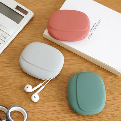 Silicone Earphone Storage Bag Data Cable Charger Storage Box, Wired Headphone Organizer(Grey) - color: grey