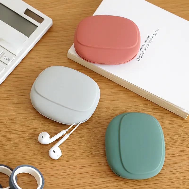 Silicone Earphone Storage Bag Data Cable Charger Storage Box, Wired Headphone Organizer(Green) - color: Green