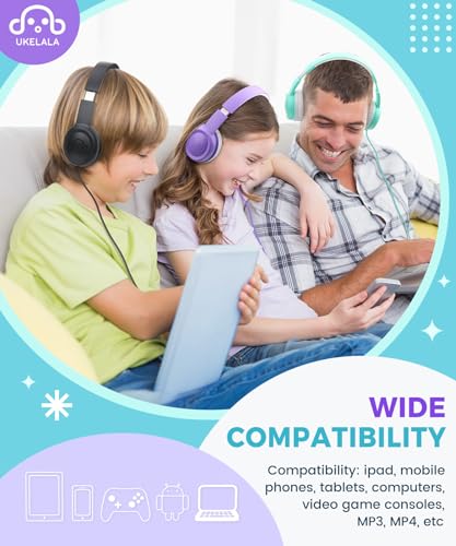UKELALA C3 Kids Headphones Wired, On-Ear Wired Head Phones for Boys Girls with 3.5mm Jack, Foldable, Adjustable Headband, Child Headphone for School Home Airplane Tablet Purple - color: Purple