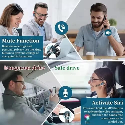 Wireless Headset with Mic for Work | Single-Eart Lightweight Earhook Design, IP55 Waterproof, 8H Battery for Driving, Music & Business Calls - size: T520