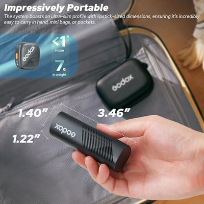 Godox Cube-SC 2.4G Wireless Lavalier Microphone with USB C 48kHz/24bit >70dB SNR, Max 115dB SPL, 300M transmission 30H long duration Apple Find My Support APP Control for iPhone 15/16 & Android device