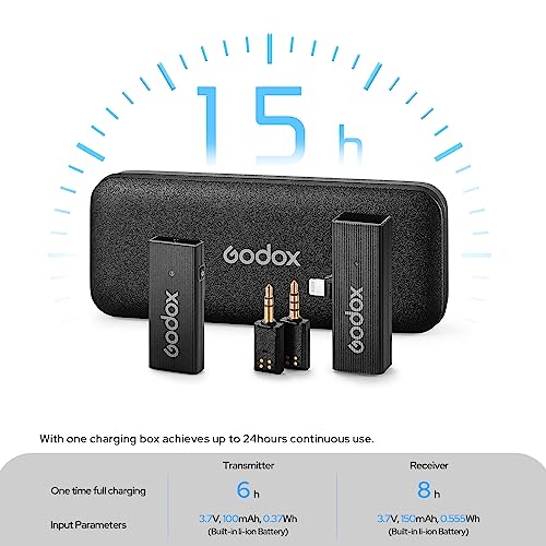 GODOX MoveLink Mini Kit1 Wireless Microphone System Lightning | 2.4GHz Noise Cancelling, 328ft Range, 1TX+1RX Lightning Receiver, For Vlogs Interview Conference Recording
