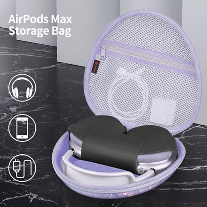 Fintie Hard Case for AirPods Max 2 (2026) and AirPods Max 1 (2024/2020) | Travel Carrying Storage Bag, Shockproof, Protective, Auto Wake/Sleep, Lilac Marble - color: lilac marble