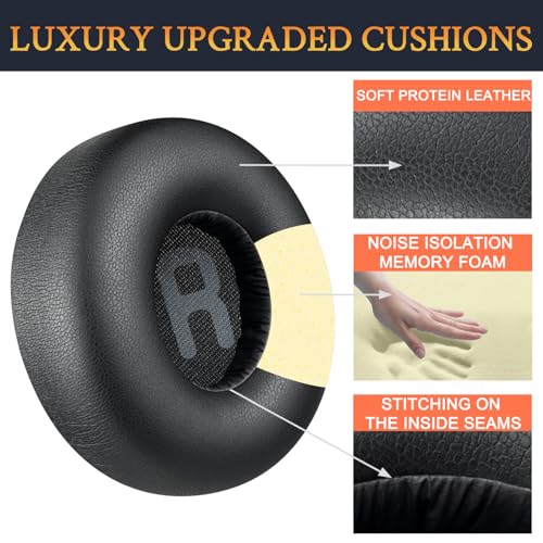 SOULWIT Earpads Replacement for JBL Tune 600(T600BTNC 600BTNC)/660(T660NC 660NC)/670(T670NC 670NC) Headphones, Ear Pads Cushions with Soft Protein Leather, Noise Isolation Foam - Black - color: Black