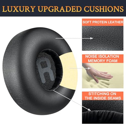 SOULWIT Earpads Replacement for JBL Tune 600(T600BTNC 600BTNC)/660(T660NC 660NC)/670(T670NC 670NC) Headphones, Ear Pads Cushions with Soft Protein Leather, Noise Isolation Foam - Black - color: Black