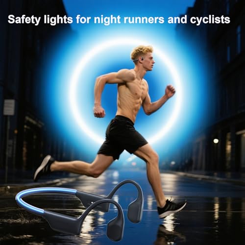 Xmenha Waterproof Bone Conduction Headphones for Swimming Wireless Bluetooth Bone Conduction Earbuds Open Ear Headphones Out of Ear Wireless Bluetooth - color: Black