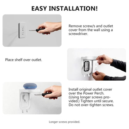WALI Outlet Shelf Wall Holder, Fit for Duplex GFCI Decorative Outlet Shell A Space Saving for Smart Home, Speaker Mounts up to 10lbs with Cable Management (OSH001-W), White - size: Medium