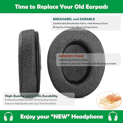 Breathable Fabric Earpads Replacement for Creative Sound BlasterX H6 7.1 USB Gaming Headset Ear Cushions