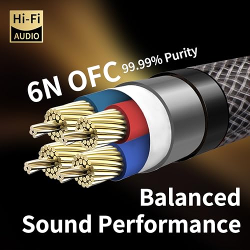 13 AWG Speaker Cable with Banana Plugs for Audiophile 6.56ft | 6N OFC Core, 24K Gold-Plated Plugs, Speaker Wire with Connectors for Amplifiers, AV Receivers, and Home Theater - size: 6N 6.56ft/2m