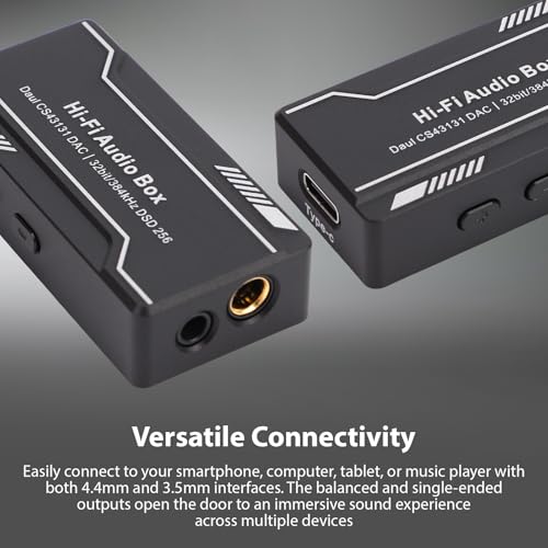 Tissting Portable DAC Amplifier with 4.4mm & 3.5mm Jacks - High Gain Mode, Balanced Output 220mW for Smartphone, Computer, Tablet, HiFi Headphones Lossless Audio Playback
