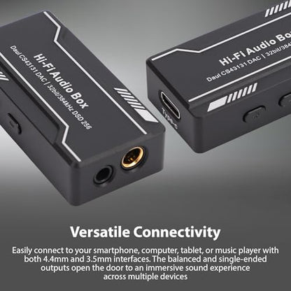 Tissting Portable DAC Amplifier with 4.4mm & 3.5mm Jacks - High Gain Mode, Balanced Output 220mW for Smartphone, Computer, Tablet, HiFi Headphones Lossless Audio Playback