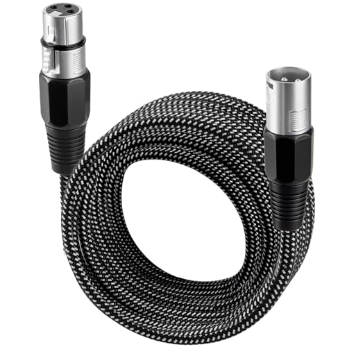 XLR Cable 30 FT, Microphone Cable 3 Pin Nylong Braided Balanced XLR Male to Female Heavy Duty Mic Patch Cords (Pure Copper Conductors) - size: 30FT