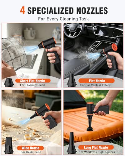 Electric Air Duster, 110000 RPM Cordless Rechargeable Compressed Air Duster with 3 Speed Modes, Portable Handheld Air Blower for Computer Cleaning, Keyboard, PC, Electronics, Car, Office & Home