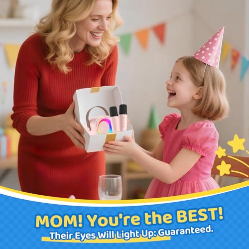 Karaoke Machine for Kids, Toys for 3-12 Years Old Girls Gifts, Kids Karaoke Microphone Machine Toy, Best Fun Christmas Birthday Gifts for 5 6 7 8 9 10 11 Years Teens Girl Boys Pink 2 Mic - color: Pink 2 Mics
