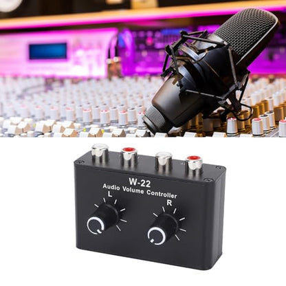 3.5mm Volume Control Box, Aluminum Alloy Passive Preamp with Stepless Knob, Independent L R Balance, Ground Isolation for CD Player Mixer