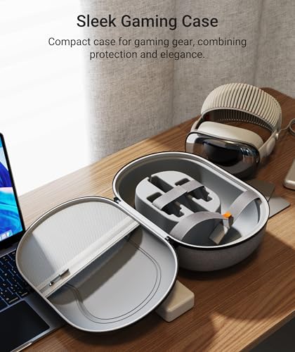Syntech Hard Carrying Case for Apple Vision Pro M5/M2 & Accessories - Gray | Multi-Layer Shell with Precise Inner Tray, Free Lens Cover, Fits Battery, Solo Knit Band & Accessories, Compact Travel Design