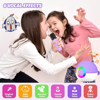 Mgaolo Mini Karaoke Machine for Kids Adults,Portable Bluetooth Speaker with 2 Wireless Microphones,Gift Toys with MP3 Player for Boys Girls 3-12 Year Old Birthday Family Home Party Present (Purple) - color: Purple 2mic