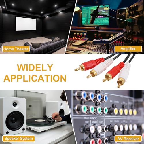 MECCANIXITY 5ft RCA Cable, 2RCA Male to 2RCA Male Audio Video Speaker Cable for Subwoofer Amplifier Home Theater DVD TV - size: 5ft, style: 2RCA Male to 2RCA Male